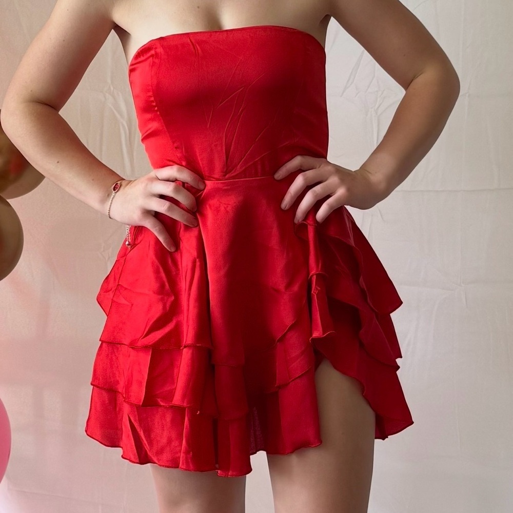 Red Strapless Mini Dress